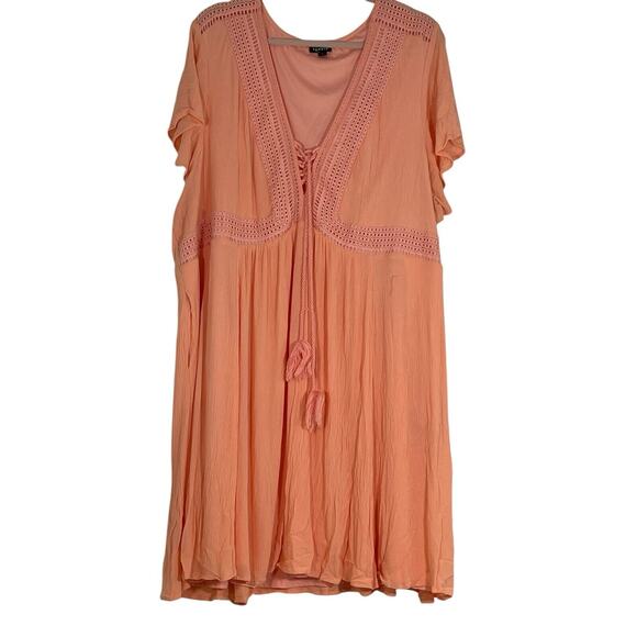 Torrid Womens Dress Flutter Sleeve Pink Crochet Lined Crinkle Rayon Lace Size 4X - Picture 1 of 10